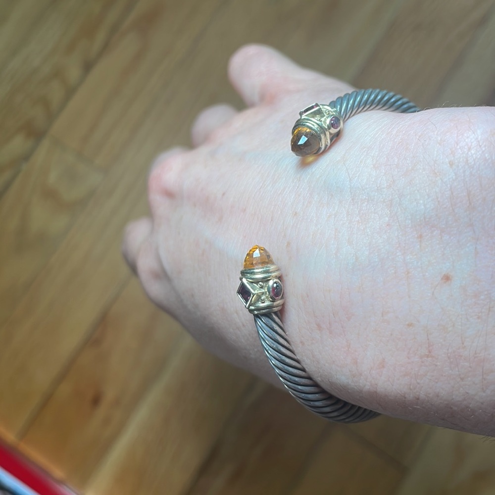 David Yurman cable bracelet with topaz. Very lightly worn minimal scratches.